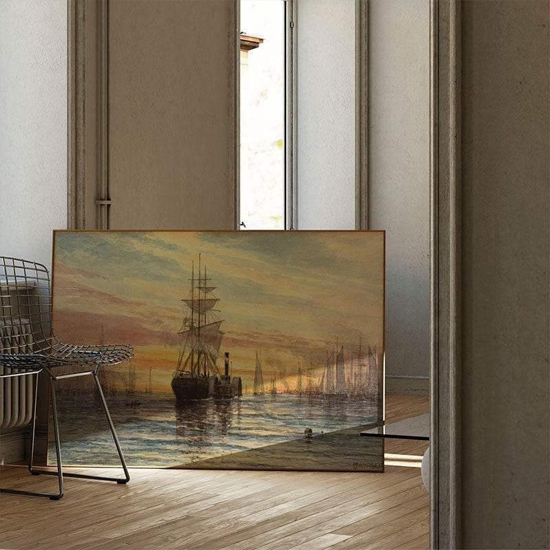 Buy Harbor Scene Wall Painting - Black Frame Wall Art & Paintings from Vaaree