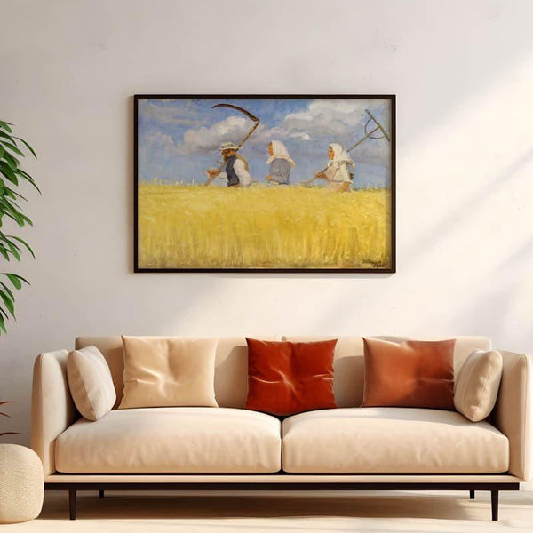 Wall Art & Paintings - Harvesters By Anna Ancher - Black Frame