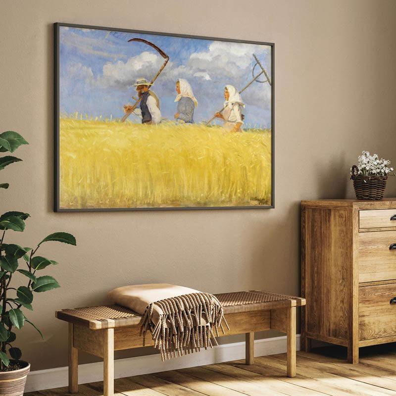 Wall Art & Paintings - Harvesters By Anna Ancher - Black Frame