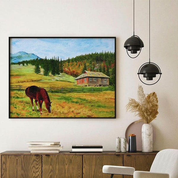 Wall Art & Paintings - Horsefield Wall Painting - Black Frame