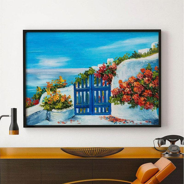 Wall Art & Paintings - House Near The Sea Painting - Black Frame