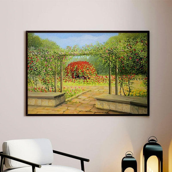 Wall Art & Paintings - In The Rose Garden Wall Painting - Black Frame