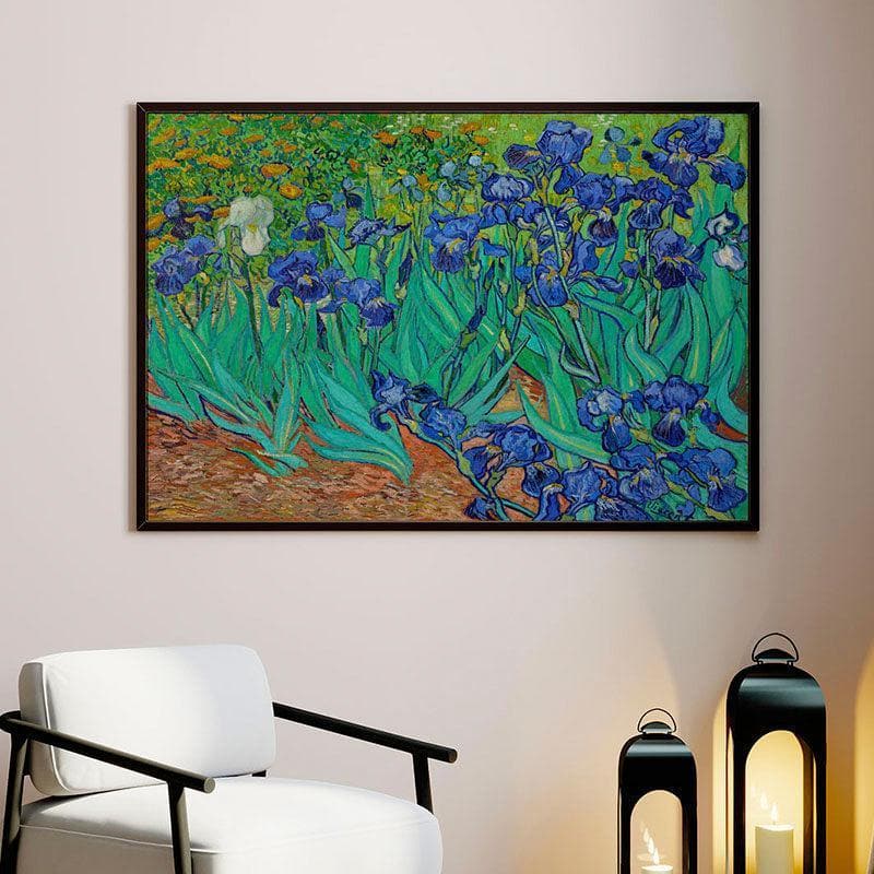 Wall Art & Paintings - Irises Canvas Painting By Vincent Van Gogh - Black Frame