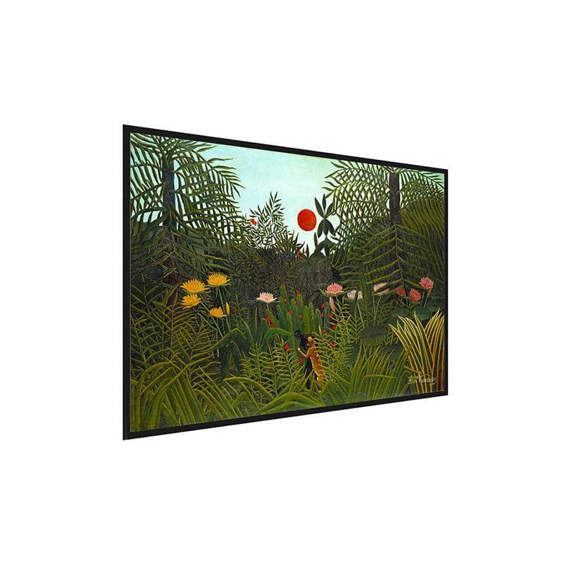 Wall Art & Paintings - Jungle and Setting Sun Wall Painting - Black Frame