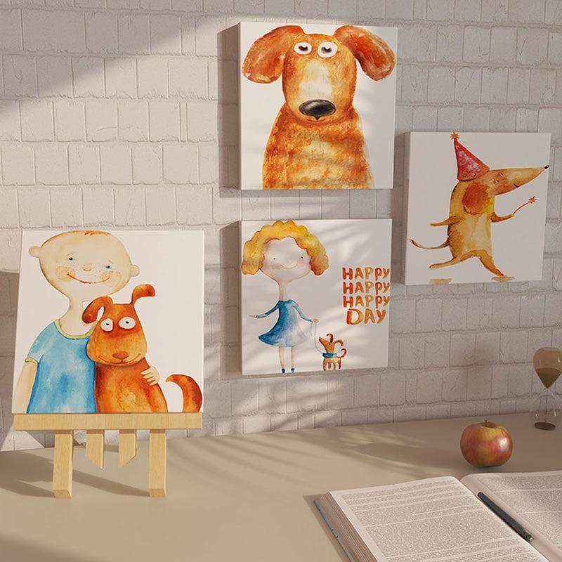 Buy Kids And Doggo Wall Art - Set Of Four Wall Art & Paintings from Vaaree