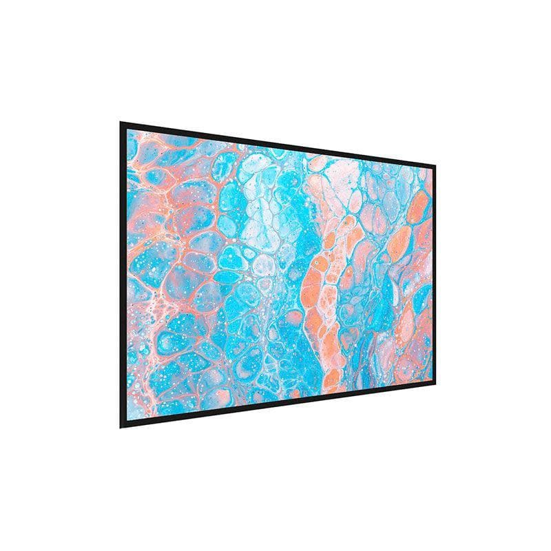 Wall Art & Paintings - Lagoon Blue Abstract Painting - Black Frame