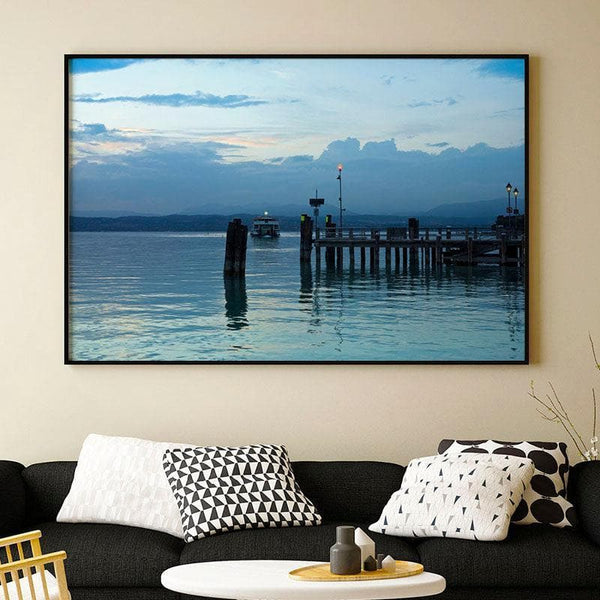 Wall Art & Paintings - Lake Garda Pier Wall Painting - Black Frame