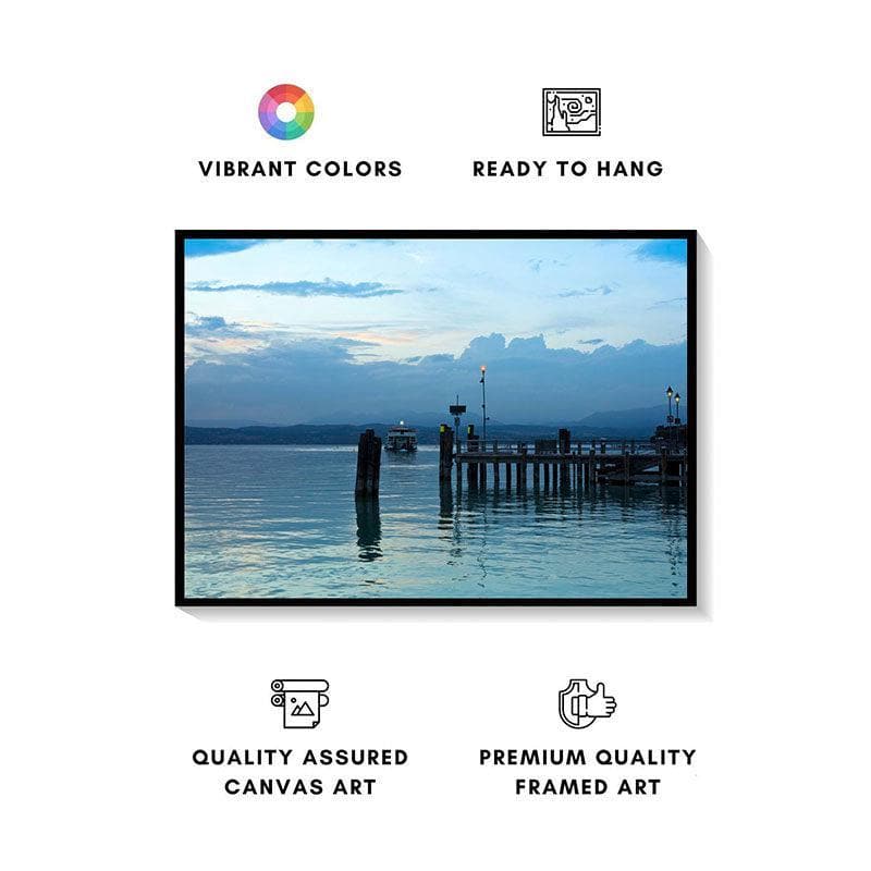 Wall Art & Paintings - Lake Garda Pier Wall Painting - Black Frame