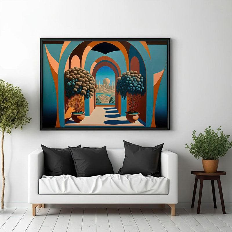 Buy Landscape With Plants Wall Painting - Black Frame Wall Art & Paintings from Vaaree