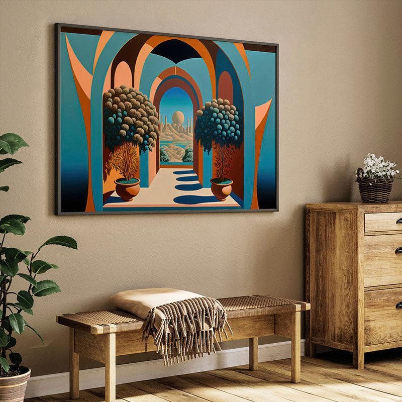Wall Art & Paintings - Landscape With Plants Wall Painting - Black Frame