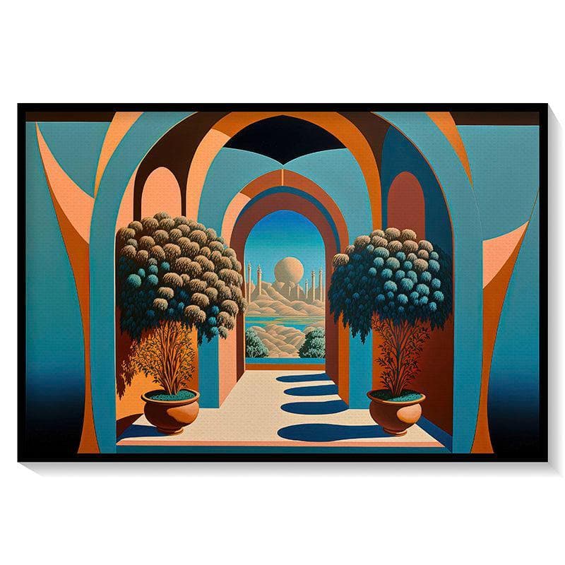 Buy Landscape With Plants Wall Painting - Black Frame Wall Art & Paintings from Vaaree