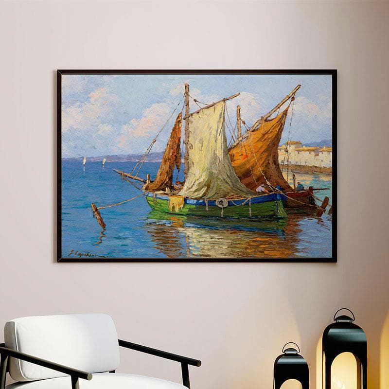 Wall Art & Paintings - Le Boat Canvas Painting - Black Frame