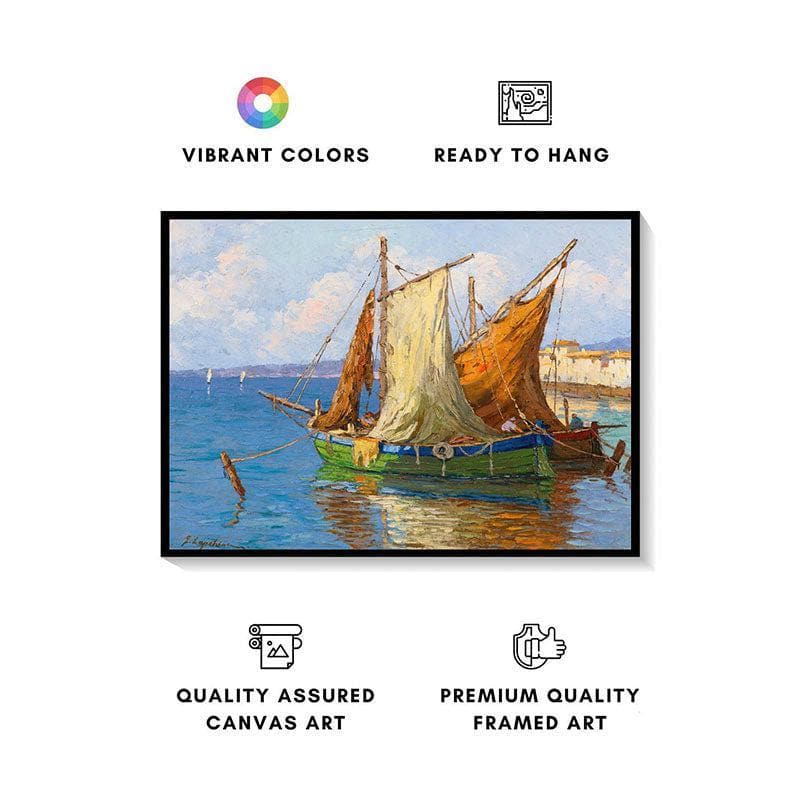 Wall Art & Paintings - Le Boat Canvas Painting - Black Frame