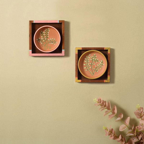 Buy Wall Art & Paintings - Leafy Terracotta Wall Art - Set Of Two at Vaaree online