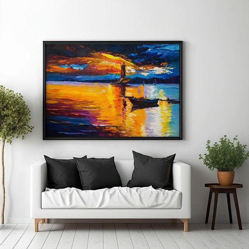 Buy The Sea Oil Painting - Black Frame Wall Art & Paintings from Vaaree