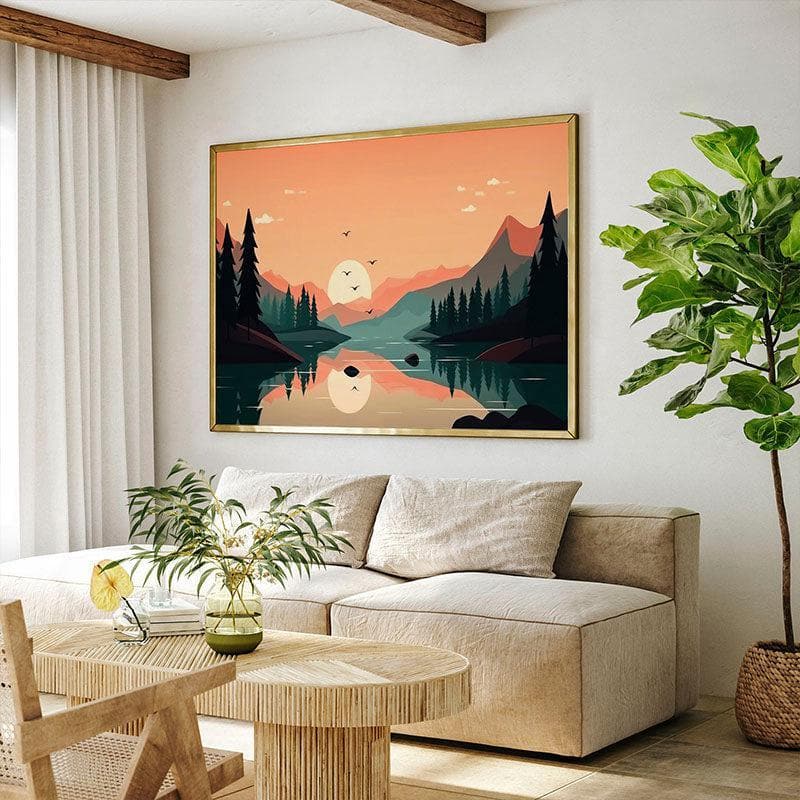 Wall Art & Paintings - Minimalist Mountains Range Wall Painting - Black Frame