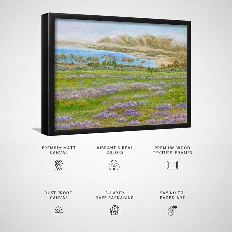 Wall Art & Paintings - Misty Beach Wall Painting - Black Frame