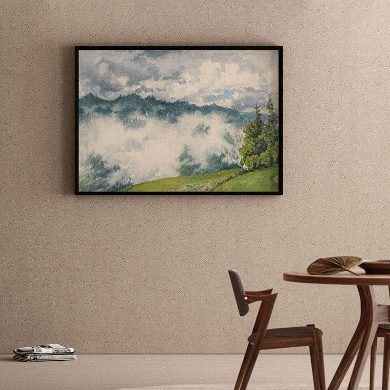 Wall Art & Paintings - Misty Magic Mountain Wall Painting - Black Frame