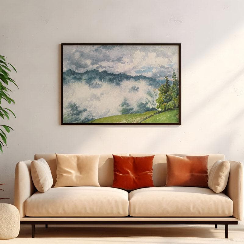 Wall Art & Paintings - Misty Magic Mountain Wall Painting - Black Frame