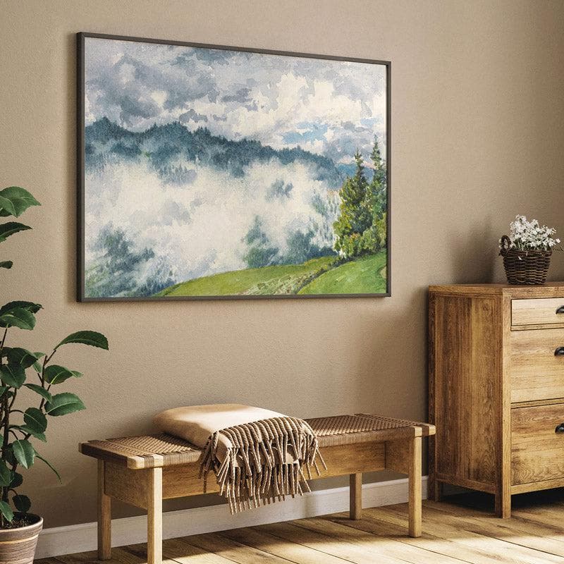 Wall Art & Paintings - Misty Magic Mountain Wall Painting - Black Frame