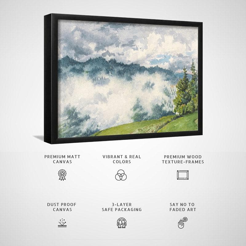 Wall Art & Paintings - Misty Magic Mountain Wall Painting - Black Frame