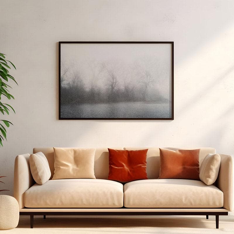 Wall Art & Paintings - Misty Mood Landscape Wall Painting - Black Frame