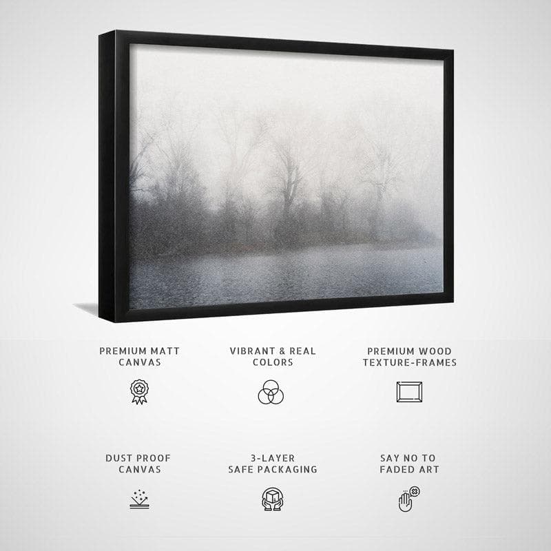 Wall Art & Paintings - Misty Mood Landscape Wall Painting - Black Frame