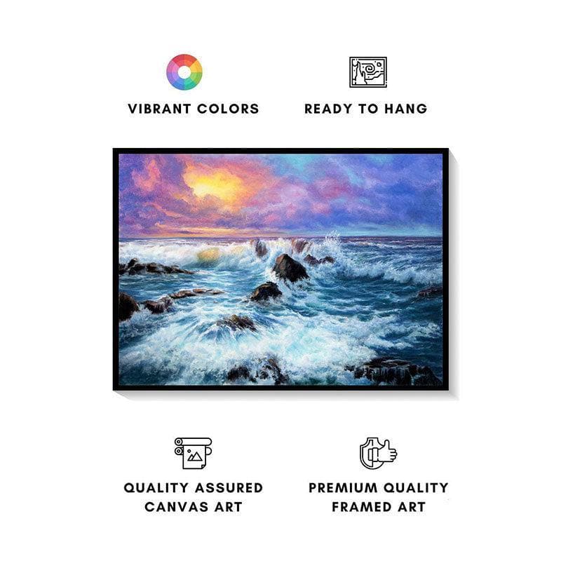 Buy Moonbeam Sunset Wall Painting - Black Frame Wall Art & Paintings from Vaaree