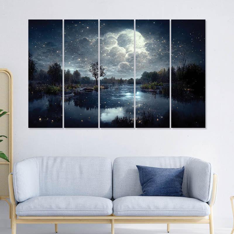 Buy Moonlight Musing Wall Art - Set Of Five Wall Art & Paintings from Vaaree