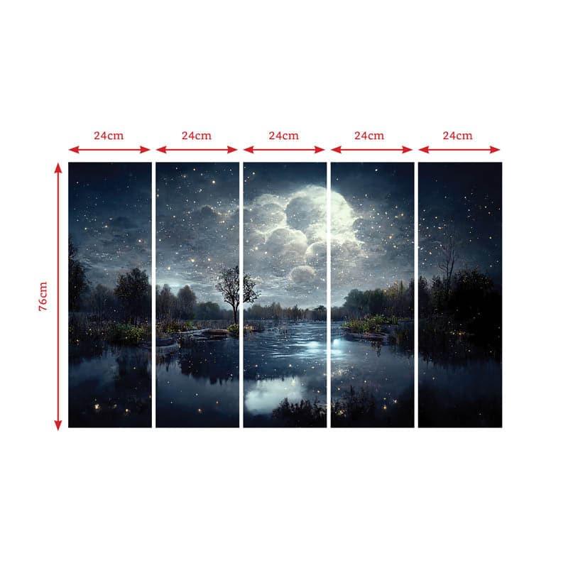 Buy Moonlight Musing Wall Art - Set Of Five Wall Art & Paintings from Vaaree