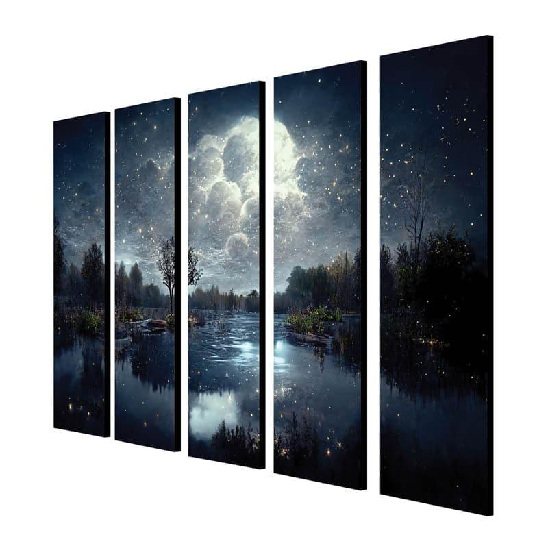 Buy Moonlight Musing Wall Art - Set Of Five Wall Art & Paintings from Vaaree