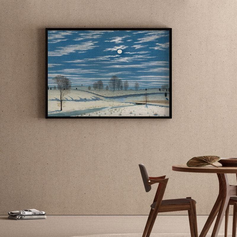 Wall Art & Paintings - Moonlit Winter Landscape Wall Painting - Black Frame