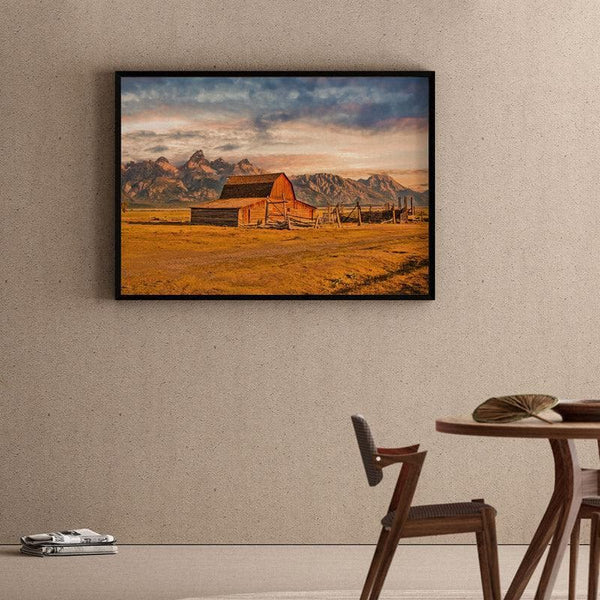 Wall Art & Paintings - Moulton Barn Sunrise Wall Painting - Black Frame