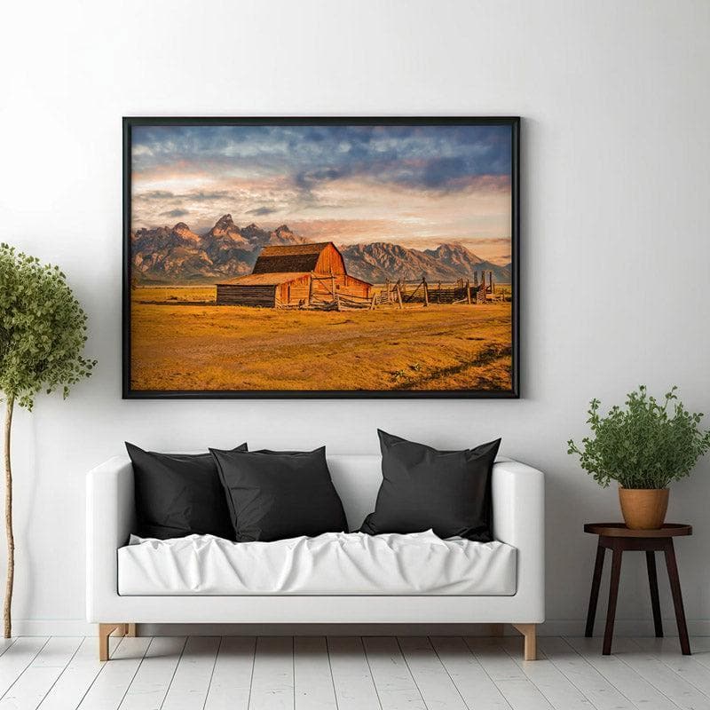 Wall Art & Paintings - Moulton Barn Sunrise Wall Painting - Black Frame