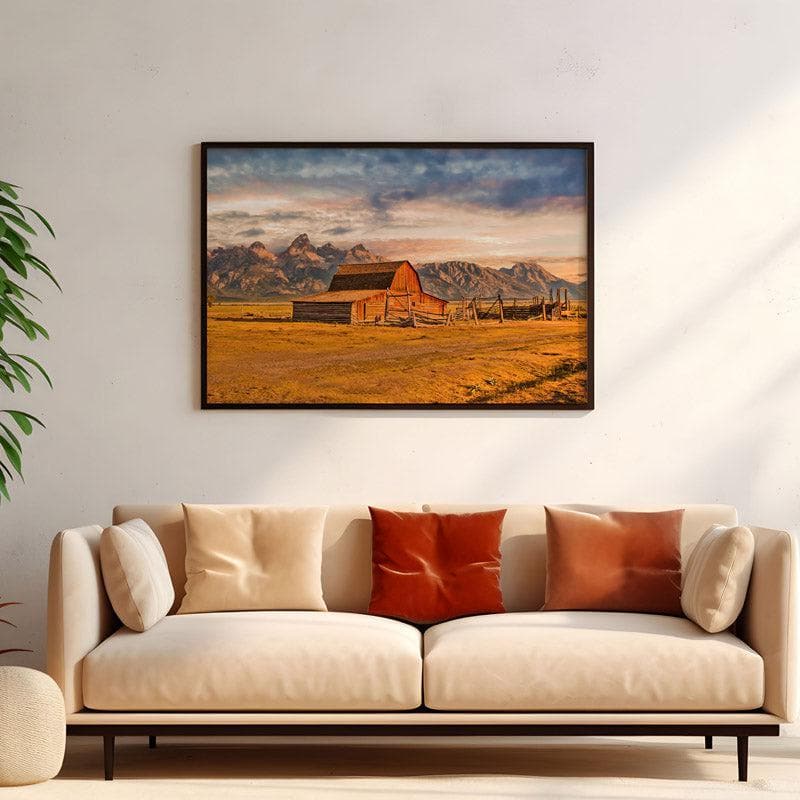 Wall Art & Paintings - Moulton Barn Sunrise Wall Painting - Black Frame