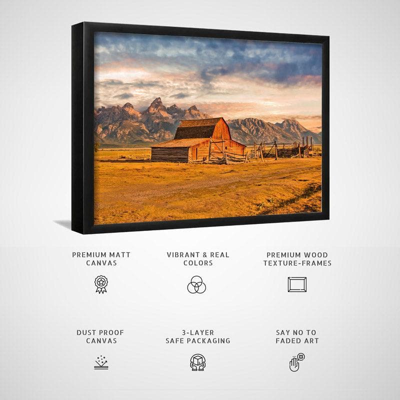 Wall Art & Paintings - Moulton Barn Sunrise Wall Painting - Black Frame