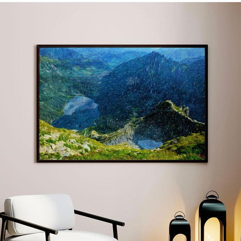 Wall Art & Paintings - Mountain Landscape Canvas Painting - Black Frame