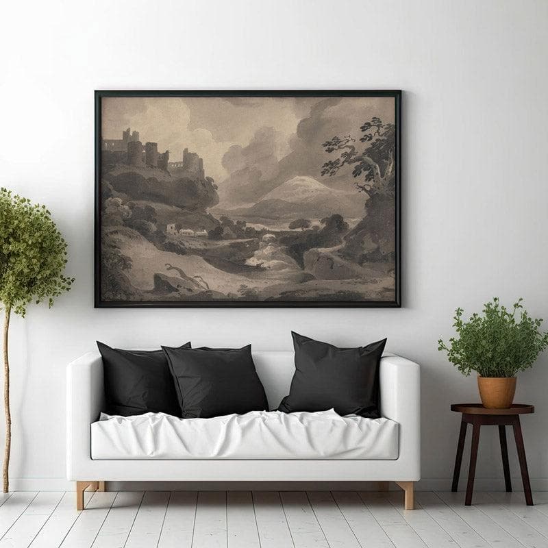 Wall Art & Paintings - Mountain Landscape With Castle Ruins By John Varley - Black Frame Wall Painting - Black Frame