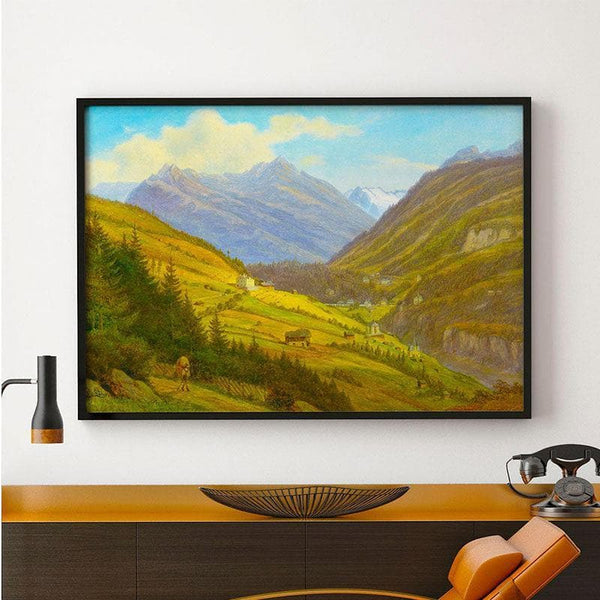 Wall Art & Paintings - Mountain Valley Wall Painting - Black Frame