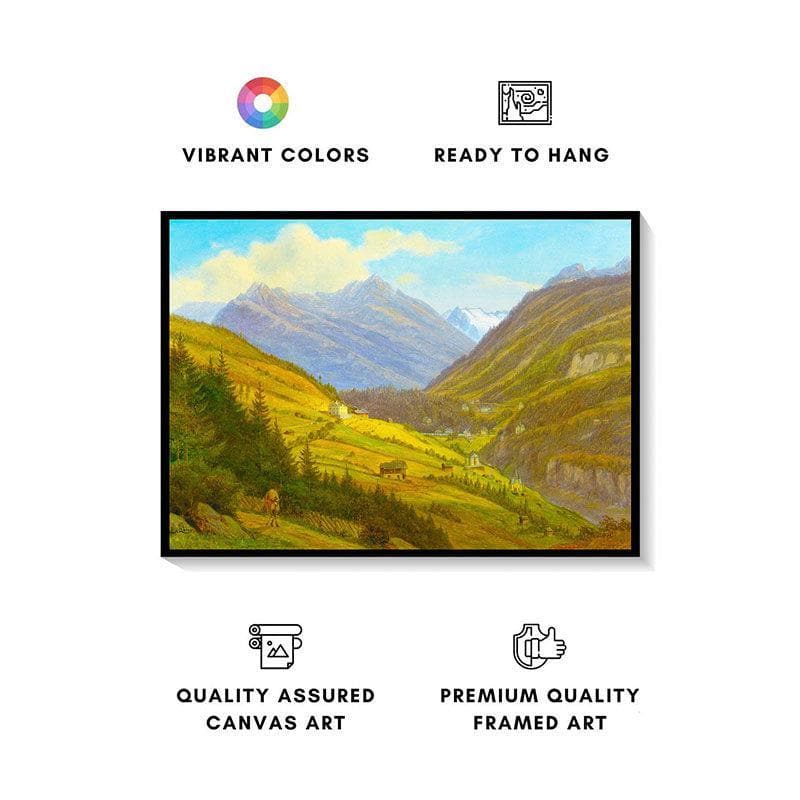 Wall Art & Paintings - Mountain Valley Wall Painting - Black Frame