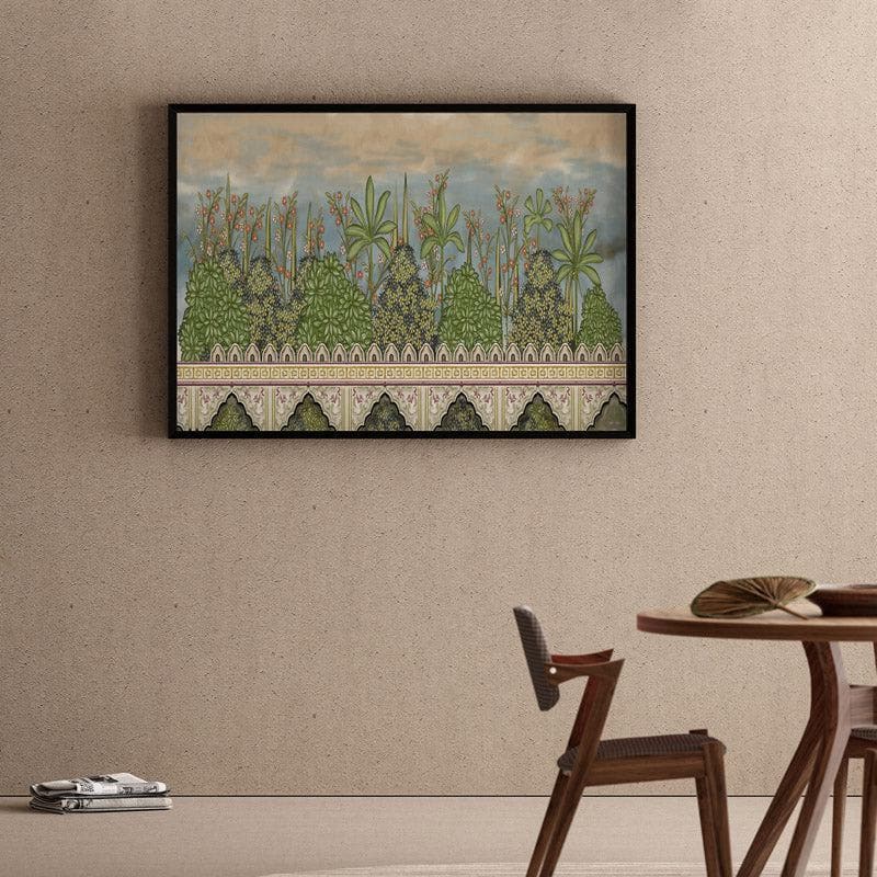 Buy Mughal Heritage Garden Wall Painting - Black Frame Wall Art & Paintings from Vaaree