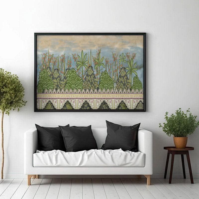 Wall Art & Paintings - Mughal Heritage Garden Wall Painting - Black Frame