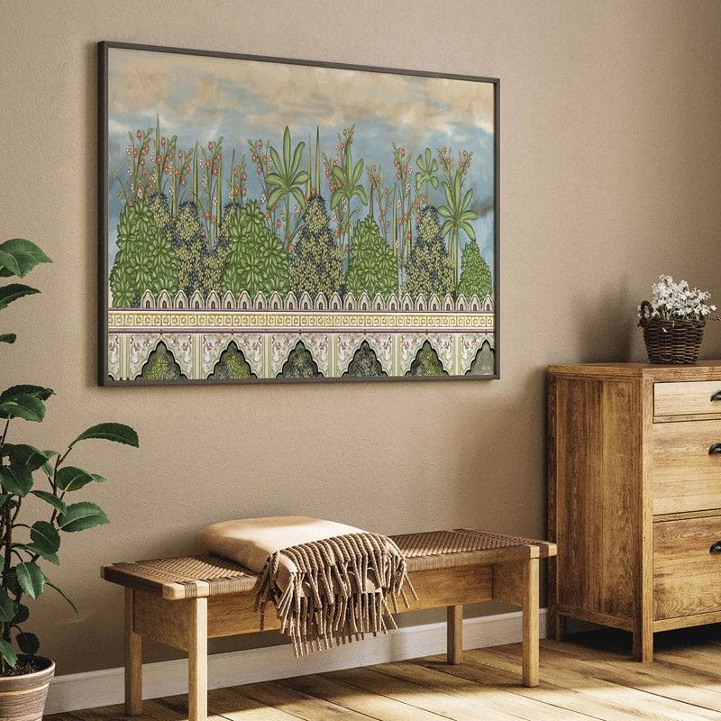 Wall Art & Paintings - Mughal Heritage Garden Wall Painting - Black Frame