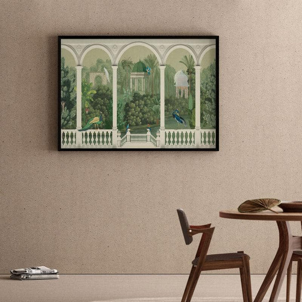 Wall Art & Paintings - Mughal Mosaic Garden Wall Painting - Black Frame