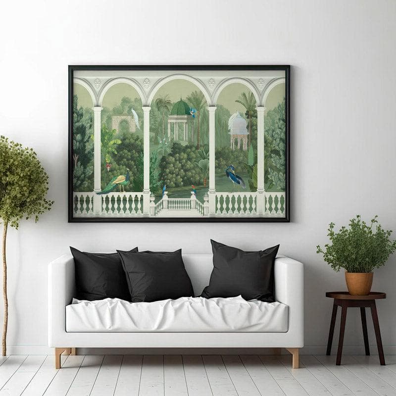 Wall Art & Paintings - Mughal Mosaic Garden Wall Painting - Black Frame