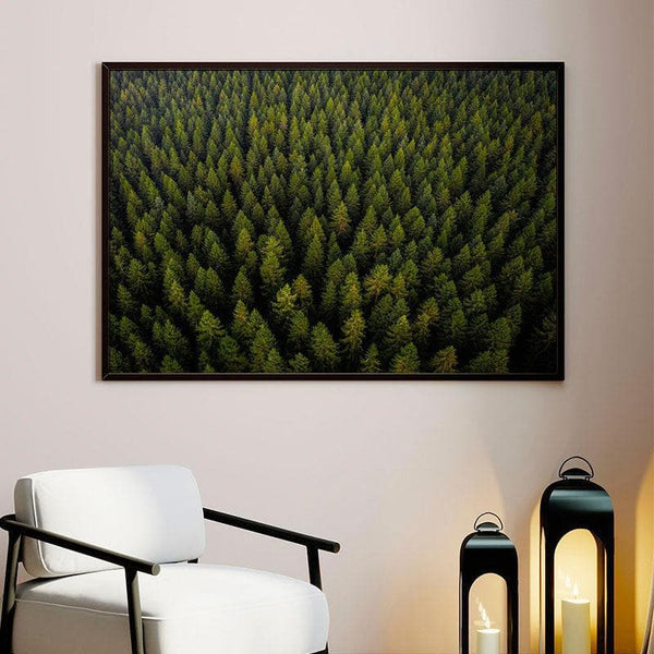 Wall Art & Paintings - Natural green forest Canvas Painting - Black Frame