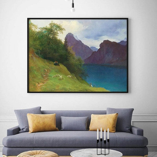 Wall Art & Paintings - Near The River Canvas Painting - Black Frame