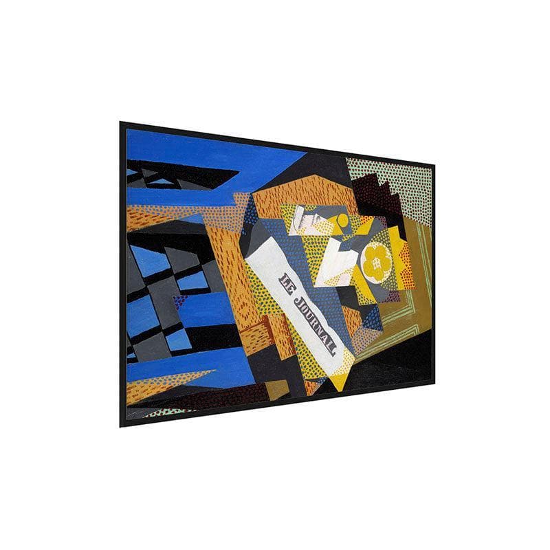 Buy Newspaper And Fruit Dish Canvas Painting - Black Frame Wall Art & Paintings from Vaaree