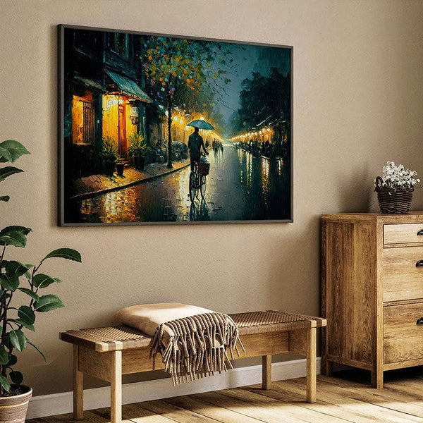 Wall Art & Paintings - Night Time In Vietnam Wall Painting - Black Frame