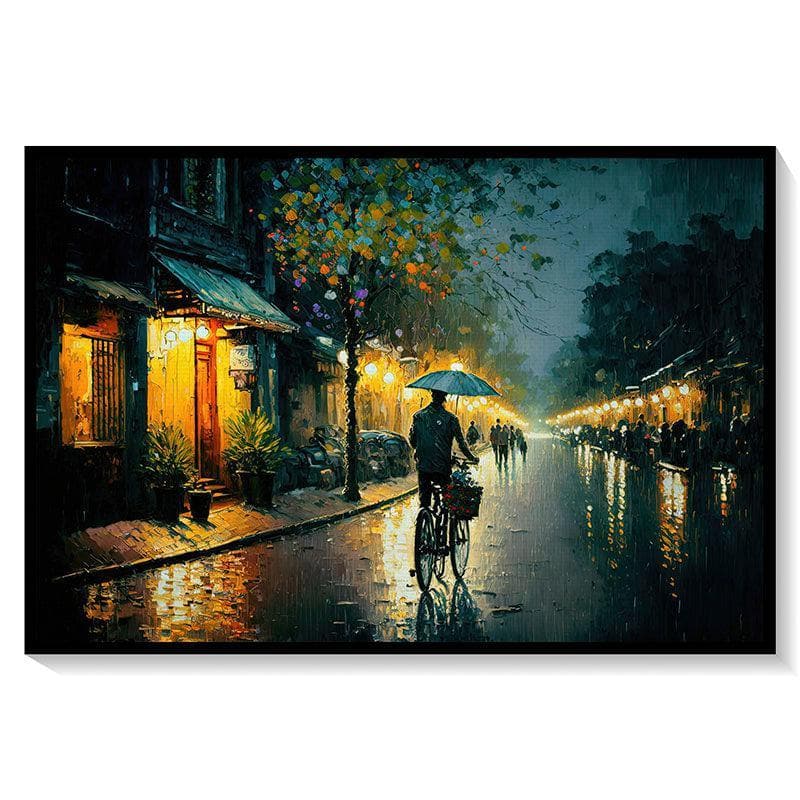 Buy Night Time In Vietnam Wall Painting - Black Frame Wall Art & Paintings from Vaaree